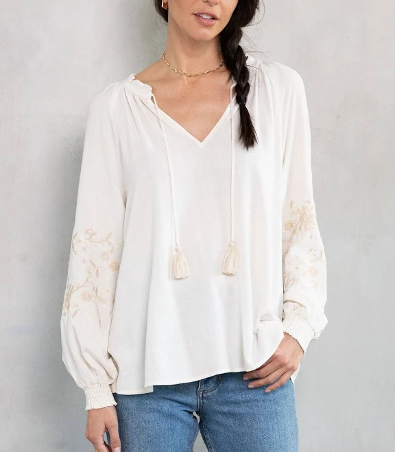 top Embroidered Peasant Top Lovestitch $21