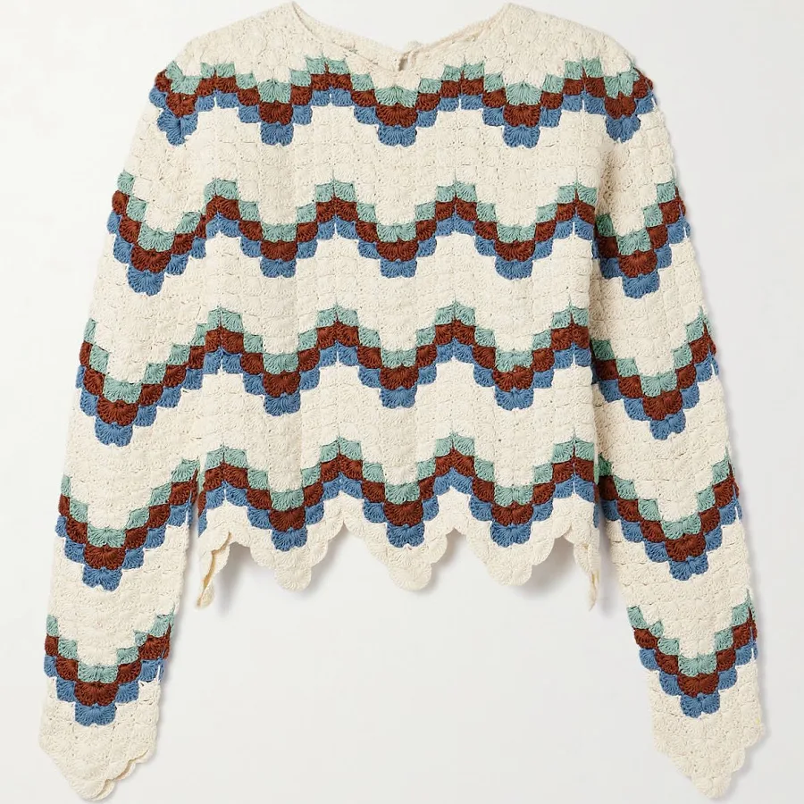 crop top ESCVDO Safi Cropped Scalloped Crocheted Cotton Top Women NET-A-PORTER $300