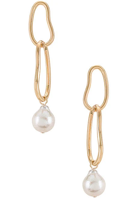 accessory Ettika 18k Gold Plated Mara Dangle Pearl Earrings REVOLVE $35