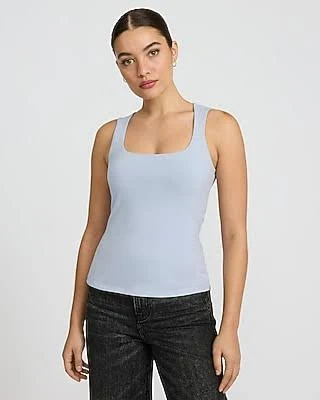 top Express Women's Bodycon Light Compression Stretch Cotton Square Neck Tank Top Express $20.4