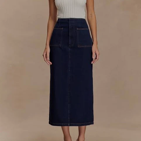 skirt Fallon Denim Midi Skirt meshki.us $71
