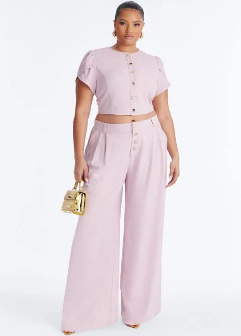 matching set Fashion Nova Cropped Short Sleeve Blouse and Pant Set Fashion Nova $29.99