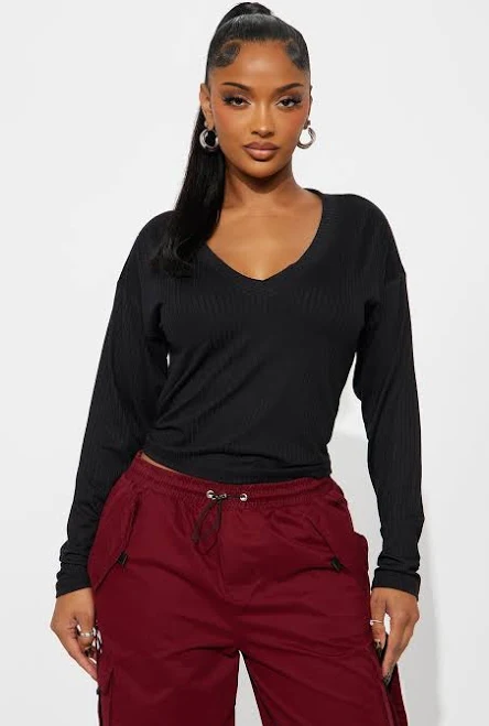 bodysuit Fashion Nova Long Sleeve Ribbed V-Neck Bodysuit Fashion Nova $4.98