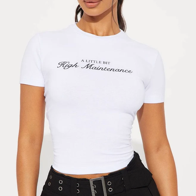 top Fashion Nova Short Sleeve Graphic Baby Tee Black Fashion Nova $12