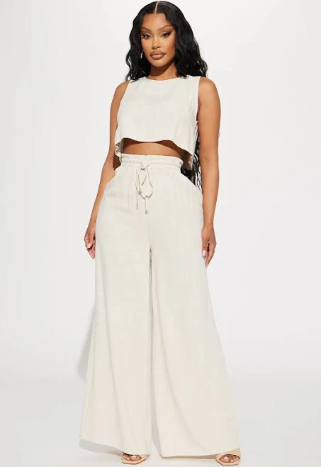 linen outfit Fashion Nova Size Sleeveless Linen Pant Set Fashion Nova $20.99