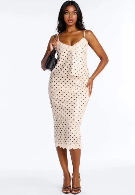 matching set Fashion Nova Sleeveless Sequin Tank Top and Midi Skirt Set Fashion Nova $25.99