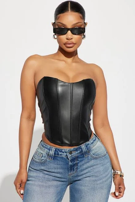 top Fashion Nova Strapless Faux Leather Corset Fashion Nova $19.99