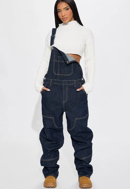 overalls Fashion Nova Women's Dean Classic Straight Leg Denim Overalls Fashion Nova $39.99