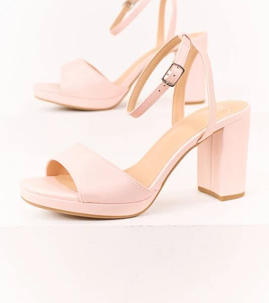shoes Faux Leather Block Heels with Ankle Strap Lime Lush $33.99
