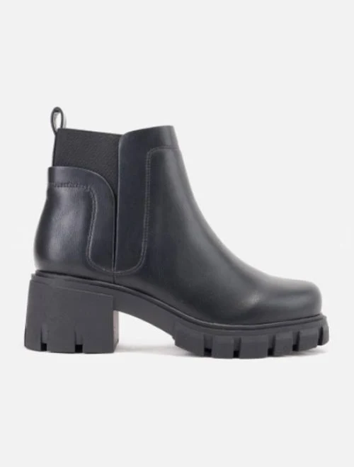 boots Faux Leather Chelsea Ankle Boots with Chunky Heel and Lug Sole Fashionjunkee.com $15