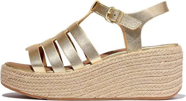 shoes FitFlop Women's PLATFFORMS Espadrille Leather Fisherman Wedge Sandals FitFlop Official Shop $140
