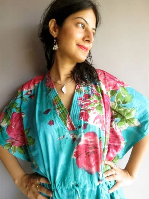 dress Floral Kaftan Etsy - silkandmore $49