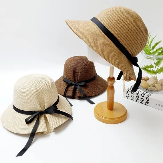 accessory Foldable Wide Brim Straw Sun Hat with Ribbon Etsy - MaMaMooUS $35