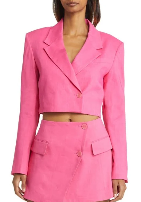 blazer FRAME Cropped Linen-Blend Blazer eBay - susanhoag-wlx $114.99