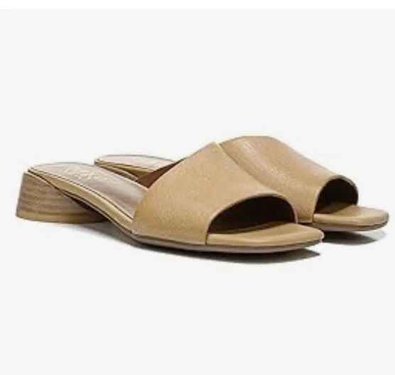 shoes Franco Sarto Leslie Womens Tan Leather Block Heel Square Toe Slide eBay $30