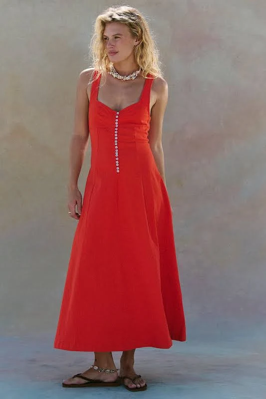 dress Free People Holland Stretch Linen Midi Dress Free People $108