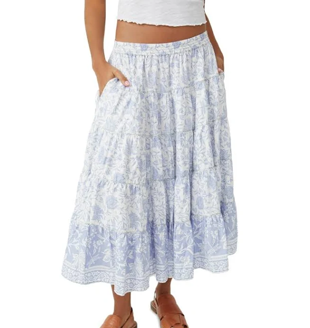 bottoms Free People Women's Full Swing Printed Midi Skirt Macy's $103.6