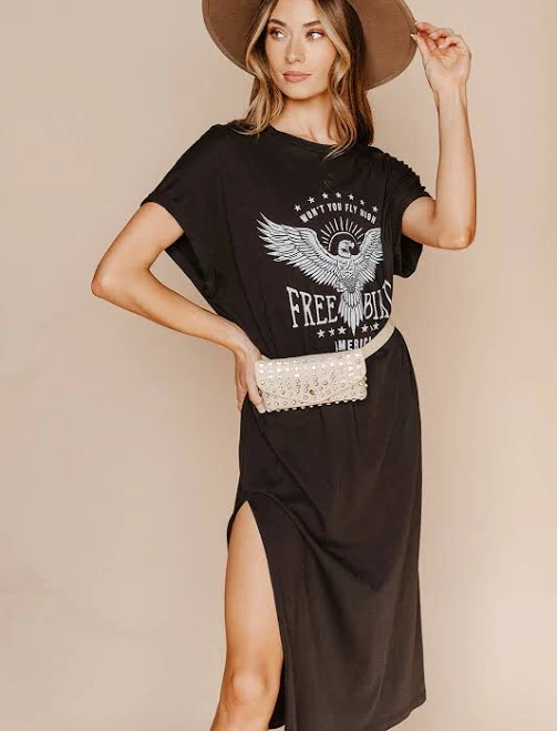 dress Freebird Eagle Graphic T-Shirt Dress Glitzy Bella $25