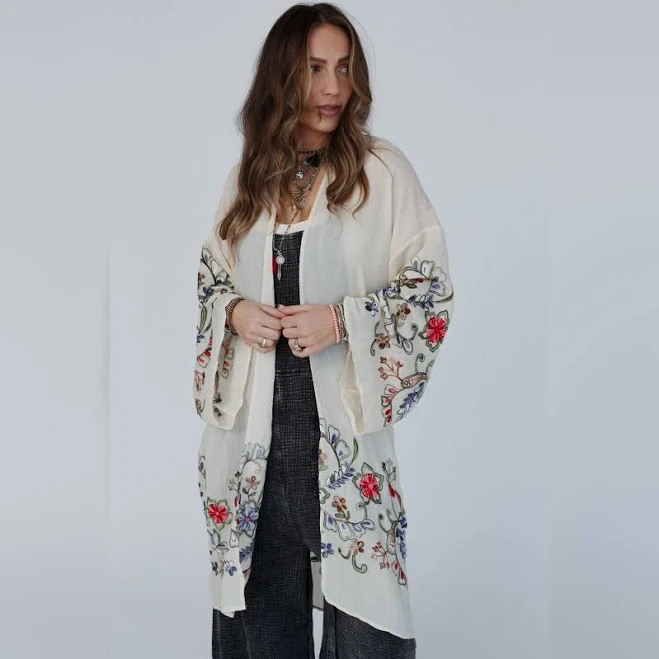 outerwear Fun in Florals Kimono with Three Bird Nest Three Bird Nest $38