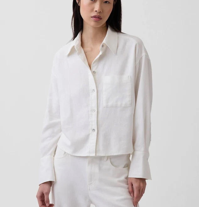 cover-up Gap Women's Oversized Linen-Cotton Shirt Gap $39