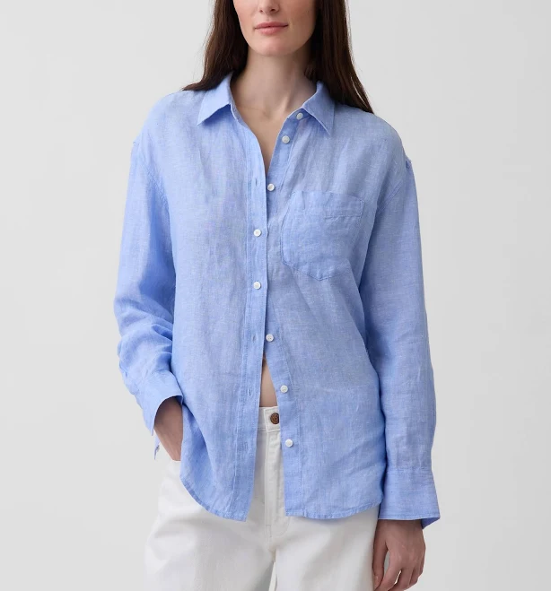 top Gap Women's Oversized Linen Shirt Gap $79.95