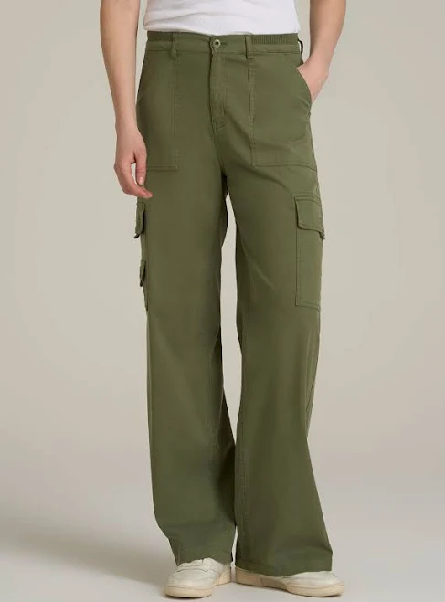 palazzo pants Garment Dyed Wide Leg Cargo Pants for Tall Women in Bright Olive American Tall $49