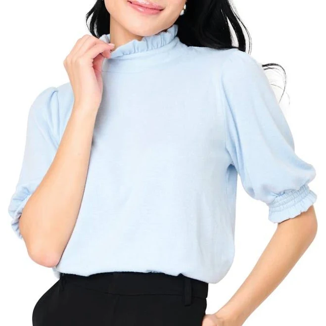 top Gibsonlook Women's Ruffle Mock Neck Puff Sleeve Sweater Nordstrom $39.53