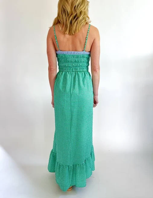 sundress Gingham Smocked Maxi Dress Swoon Boutique New Orleans $141