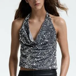 top H&M Ladies Sequined Halterneck Top H&M $24.99