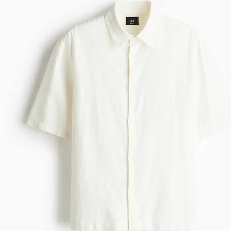 top H&M Men's Loose-Fit Linen-Blend Shirt H&M $34.99