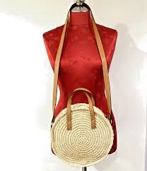 bag H & M Purse Woven Round Natural Straw Two Way Satchel Crossbody Shoulder Bag eBay $18