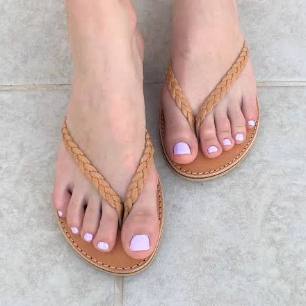 shoes Handmade Leather Flip Flops with Braided Straps Etsy - ChristieChiaraSandal $110.92