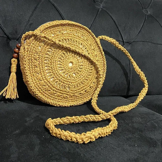 bag Handmade Woven Round Raffia Crossbody Bag Etsy - Seller $65.54