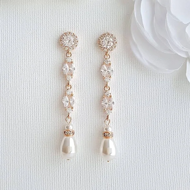 accessory Hayley Rose Gold Pearl Drop Earrings Poetry Designs $74.1