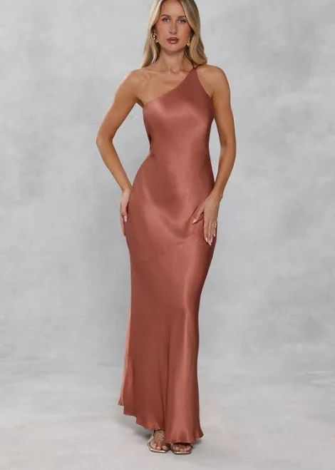 dress Hello Molly Evangeline One Shoulder Satin Maxi Dress Hello Molly US $139