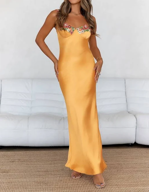 dress Hello Molly French Countryside Satin Maxi Dress Hello Molly US $95