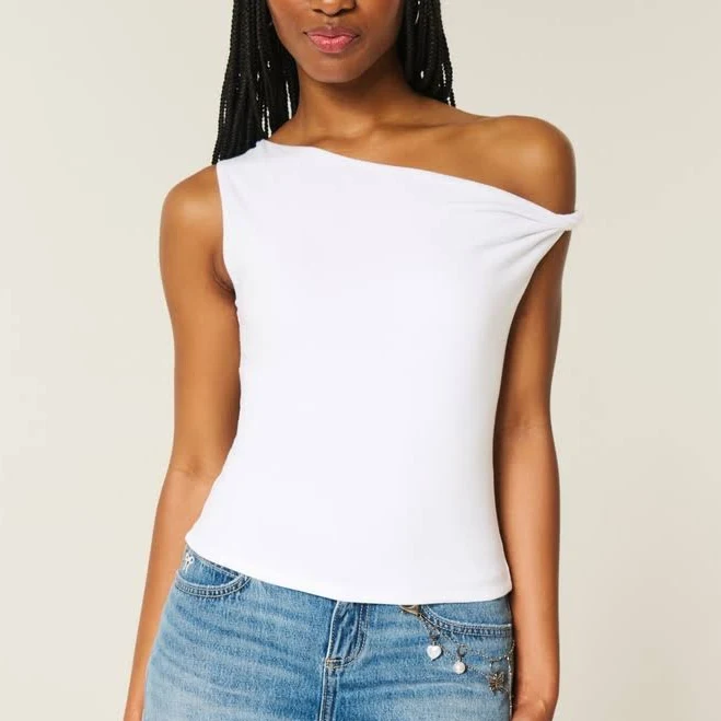 asymmetric neck top Hollister Women's Asymmetrical Off-The-Shoulder Top Hollister Co - Official $6.99