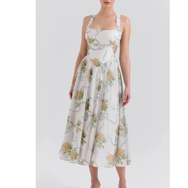 dress House of CB Women's Minerva Floral-Print Chiffon Midi Dress Nordstrom $249