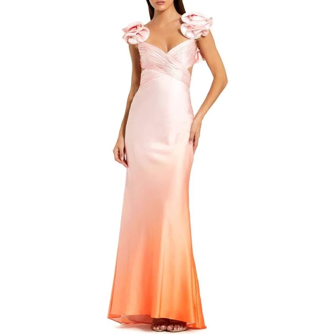 dress Ieena for Mac Duggal Women's Charmeuse Ruffle Strap Crossover Ombre Nordstrom $398
