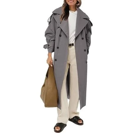 trench coat Imily Bela Classic Oversized Double Breasted Trench Coat Walmart - hangzhouliangmengwangluokejiyouxiangongsi $56.99