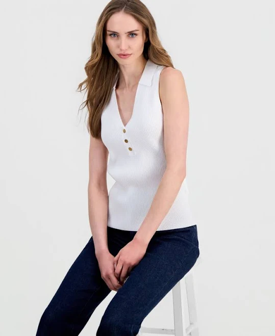 top INC International Concepts Women's Sleeveless Polo Sweater Macy's $25.8