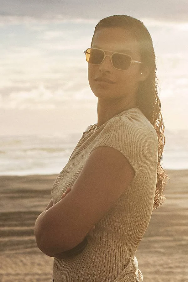 accessory Indy Jimmy Caramel Metal Aviator Sunglasses Anthropologie $95