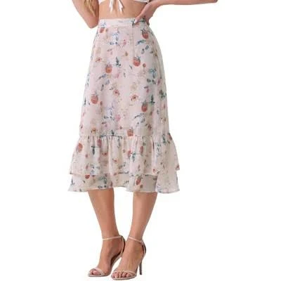 skirt Inspire Chic Women's Floral Chiffon Tiered Flowy Midi Skirt Target $31.99