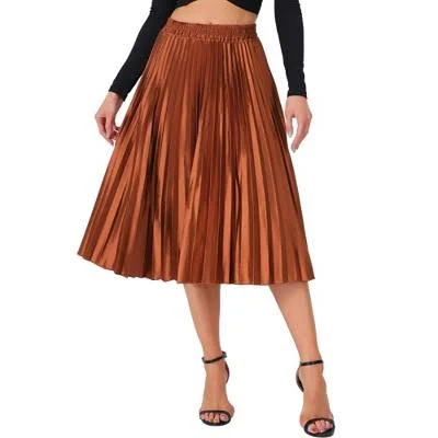 skirt Inspire Chic Women's Metallic Shiny Accordion Pleated Midi Skirt Target $36.99