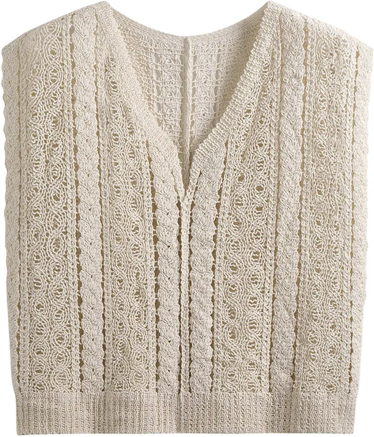 crop top Intricate Crochet V-Neck Cropped Vest Chicwish $29.9