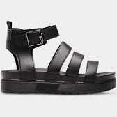 shoes Ives Strappy Platform Sole Chunky Sandal In Black Faux Leather egoshoes.com $28