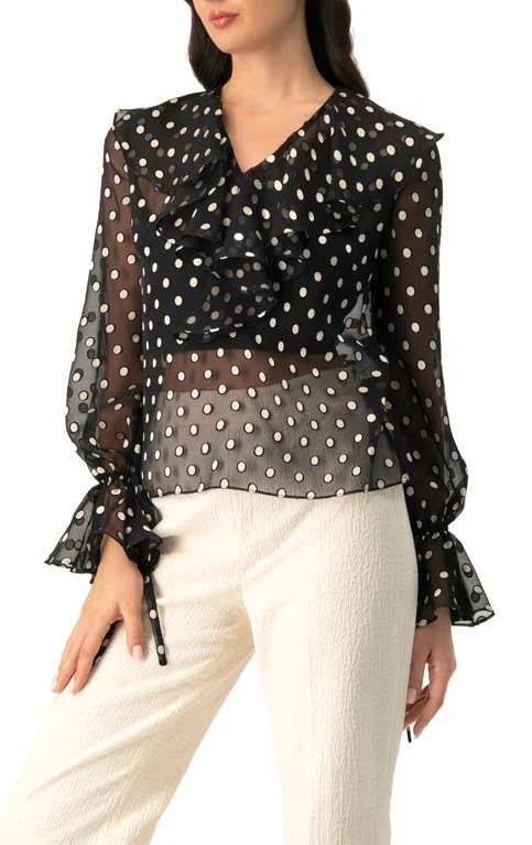blouse IVONNE Women's See-Through Polka Dot V-Neck Blouse Nordstrom $139