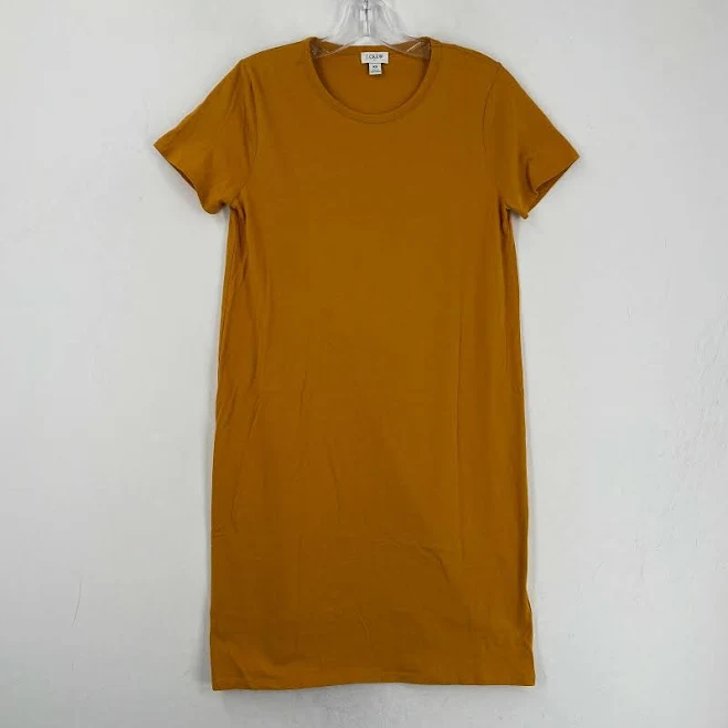 dress J Crew Short Sleeve T-shirt Dress Size Xs Mustard Yellow Knee Length eBay - neat.things $24.99