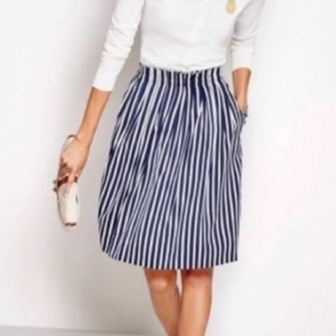 skirt J. Crew Skirts | J. Crew Navy And White Vertical-Stripe Midi Skirt | Color: Blue/White | Size: 10 | Lenjones333's Closet Poshmark $22