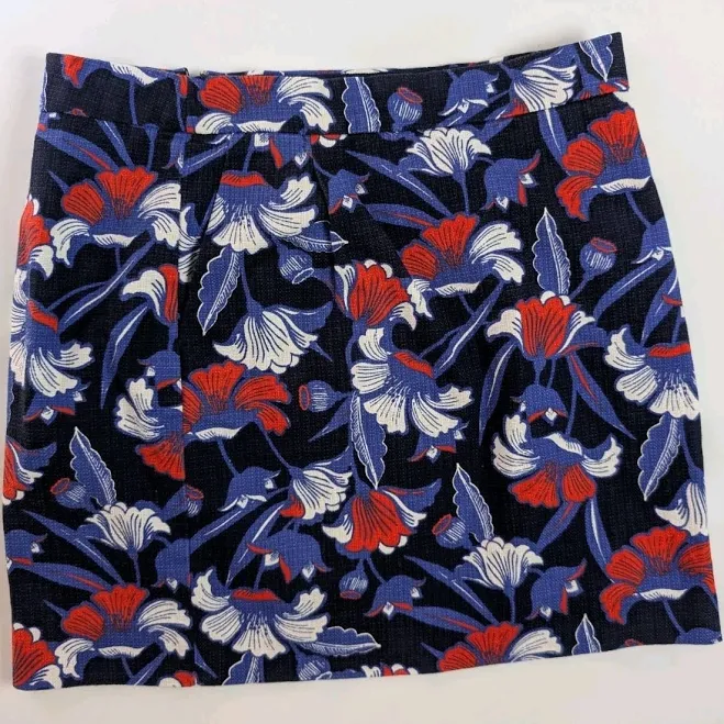 mini skirt J.crew Women’s Size 8 Floral Print Pleated Skirt Navy Red White eBay - timelesssurprises $34.95